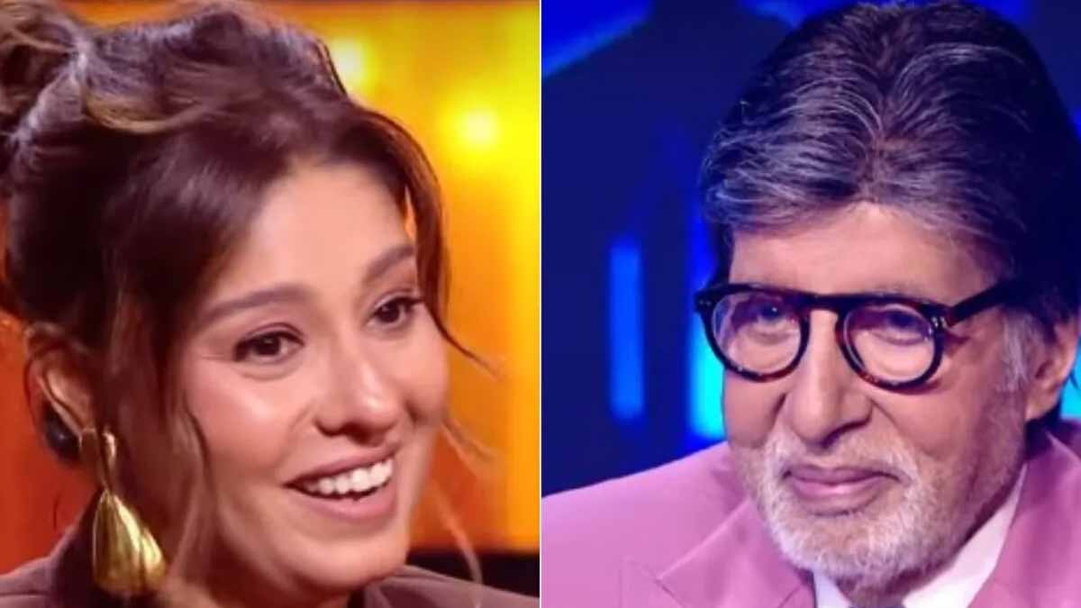 sunidhi chauhan proposes to amitabh bachchan on kbc set
